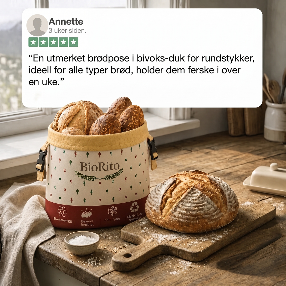 Brødposer i bivoks og 100 % bomull – Premium