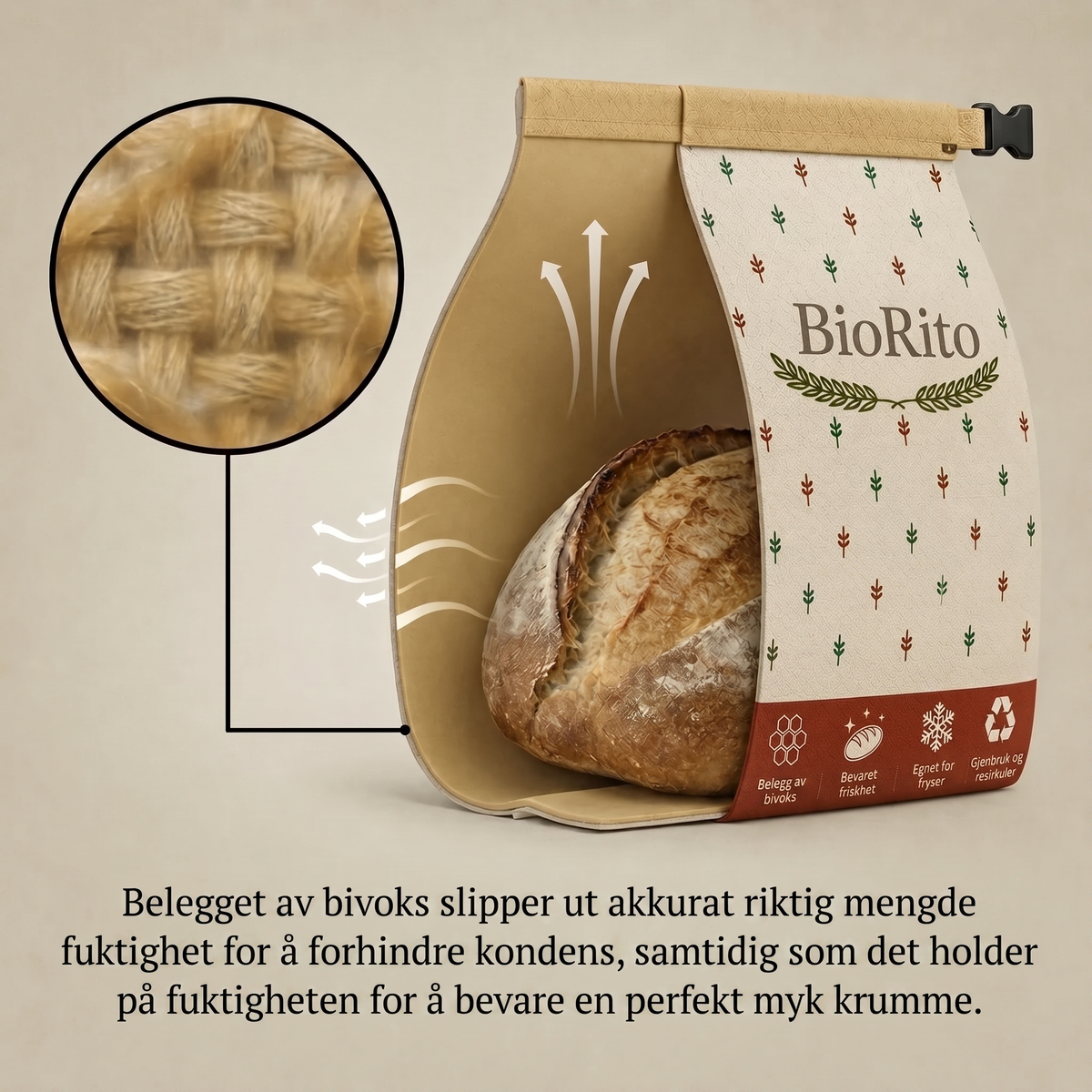 Brødposer i bivoks og 100 % bomull – Premium