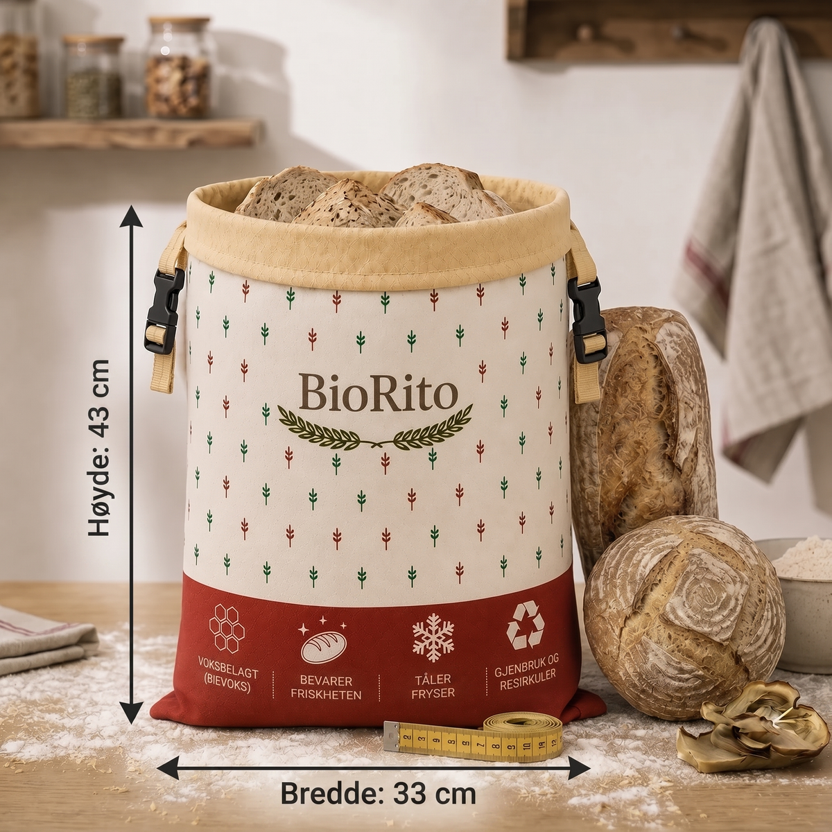 Brødposer i bivoks og 100 % bomull – Premium