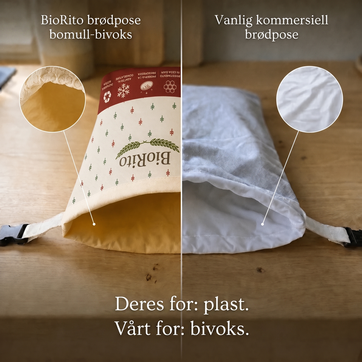 Brødposer i bivoks og 100 % bomull – Premium