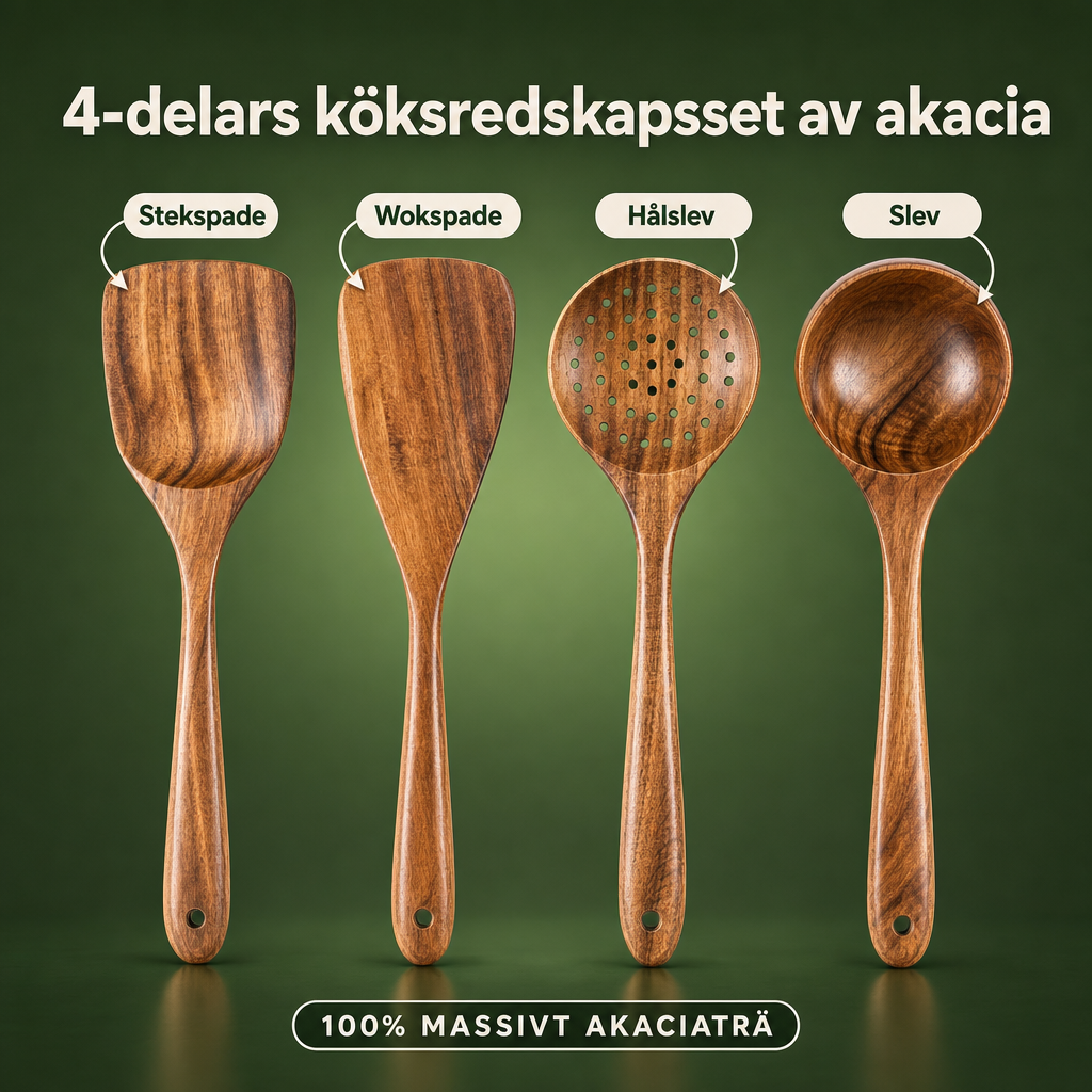 Köksredskap i akaciaträ